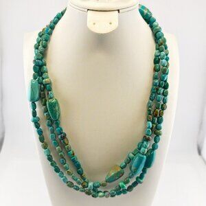 Barse Necklace Blue Turquoise Sterling Silver 925 Long Layering 60" Flapper Boho